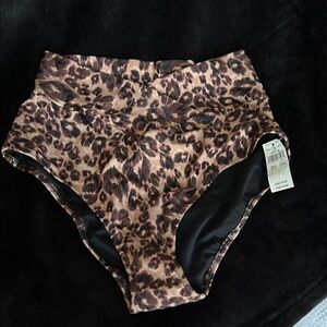 Aerie Leopard Print High-Waisted Bikini Bottoms NWT